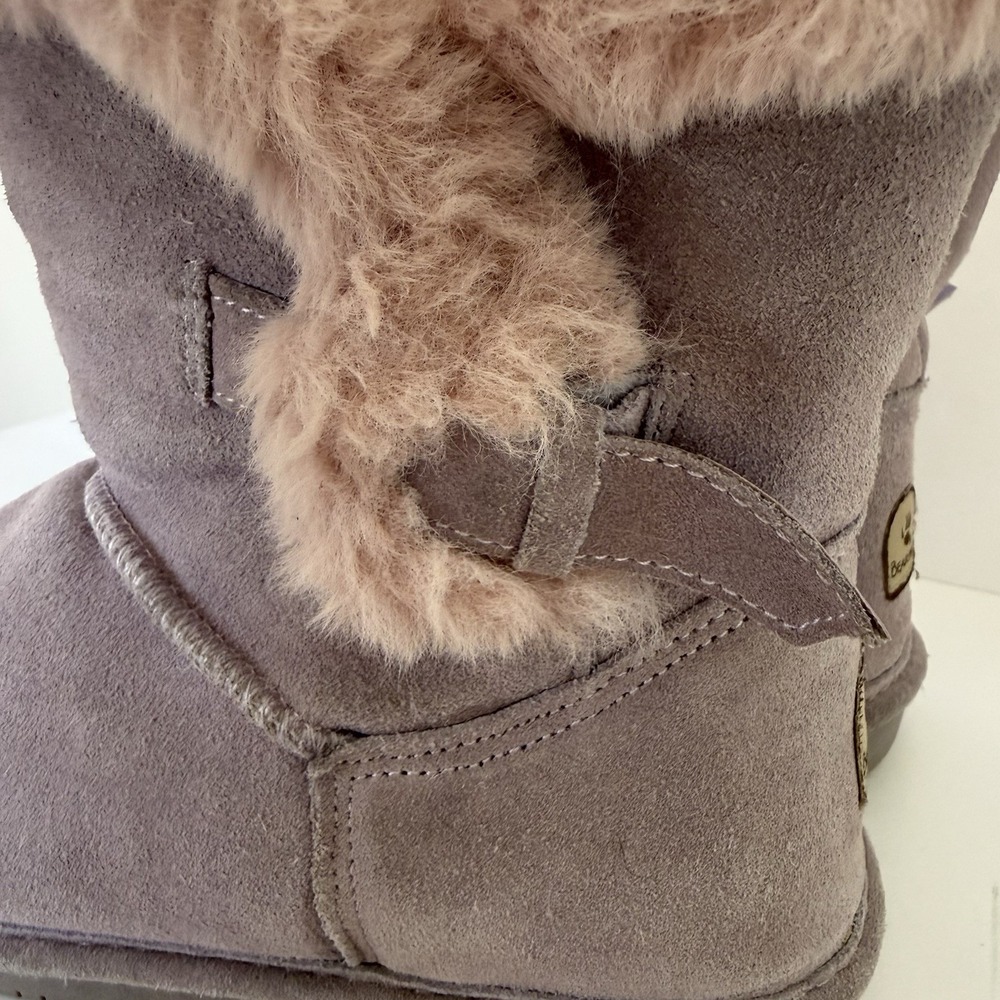 BearPaw Betsy Boots Youth Size 5 Purple Suede Faux Fur Lined Pull On Bougie‎ - Picture 6 of 9